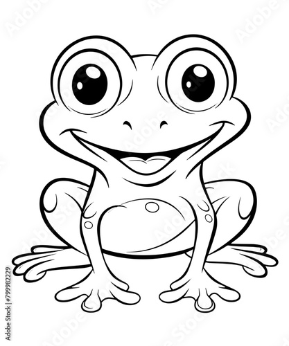frog cartoon character ,coloring page 