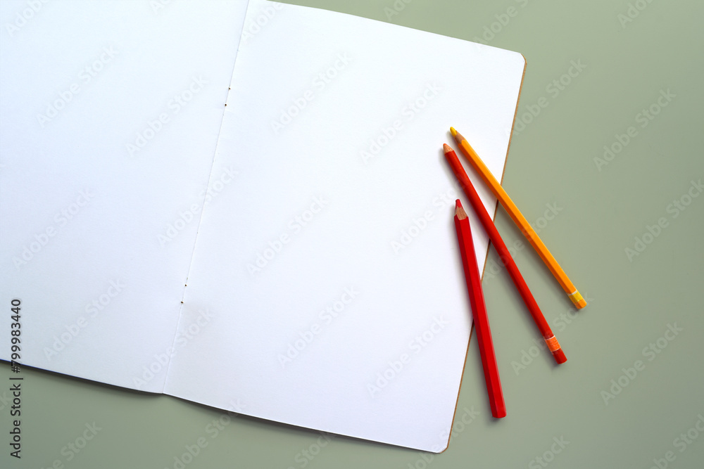 notebook and colored pencil mock up notebook and colored pencil mock up