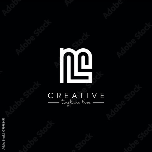 Alphabet Unique Letter ML LM Initial Based Stylish Line Logo Design Vector.
