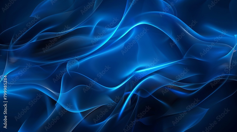 Obraz premium Dark azure blue abstract background with flowing waves and textured surface - moody vector illustration for design projects and artistic creations