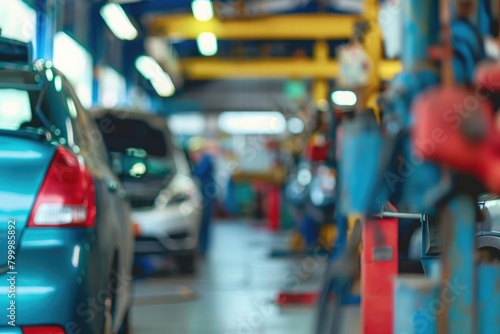 Wallpaper Mural Blurred background of the car repair station. Auto service industry Torontodigital.ca