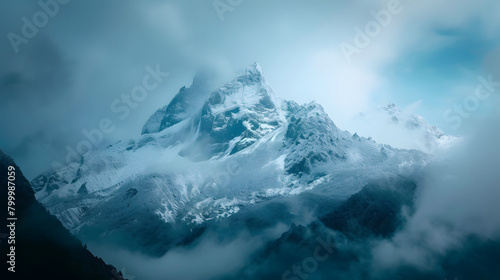 Wallpaper Mural Enigmatic Snow-Capped Peaks Shrouded in Mist Torontodigital.ca