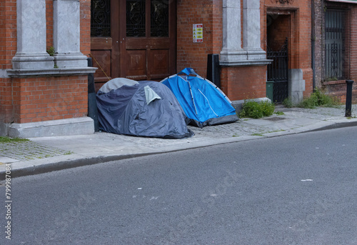 tents in city centre housing homeless people