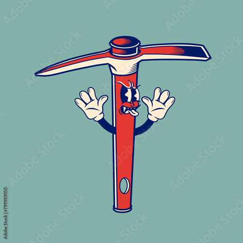 Retro character design of the pickaxe