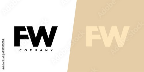 Letter F and W, FW logo design template. Minimal monogram initial based logotype.