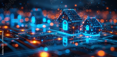 Secure and Modern Smart Home Icons with Enhanced Data Protection and Firewall Technology Cyber ​​security and protection of private information and data concept Firewall from hacker attack created by 