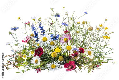 Bouquet Wildflowers On Transparent Background.