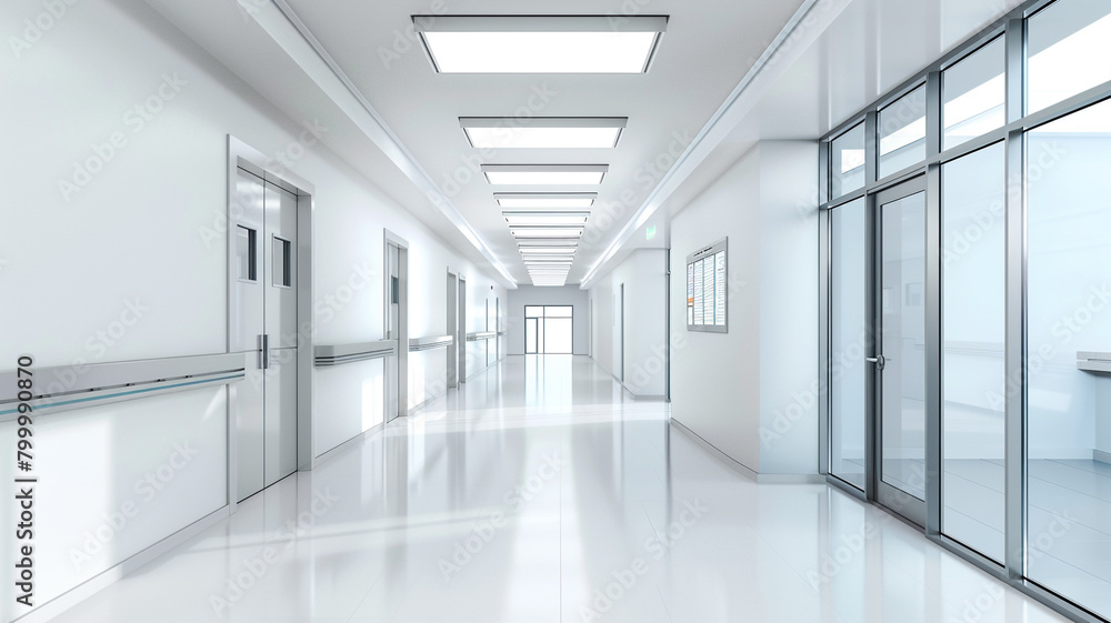 A white modern hospital corridor