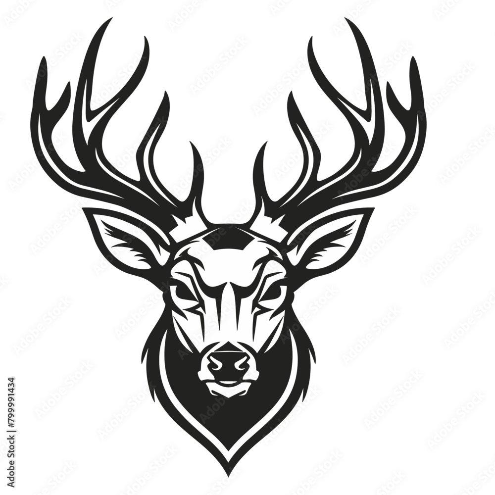 detailed sketch of a deer head in profile, with emphasis on its antlers detailed sketch of a deer head in profile, with emphasis on its antlers