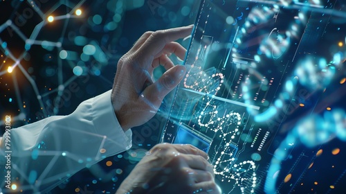 Wallpaper Mural Medicine doctor interacts with electronic medical record on tablet, dna analysis. Digital healthcare, network connection on holographic interface. Modern medical technology, futuristic concept. Torontodigital.ca