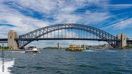 Sydney, New South Wales, Australia: View of Sydney Harbour Bridge and ferry boats