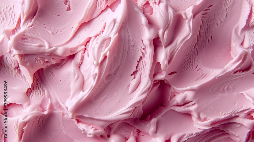 Close-up of swirling pink creamy substance with a smooth texture. Close-up of swirling pink creamy substance with a smooth texture.