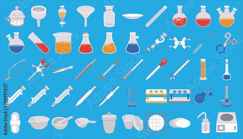 Set of chemistry lab icon. 