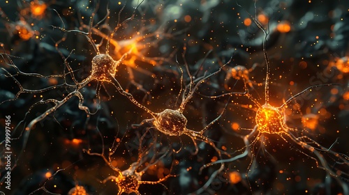 Vibrant neuron creation: abstract brain background for science and humanity exploration