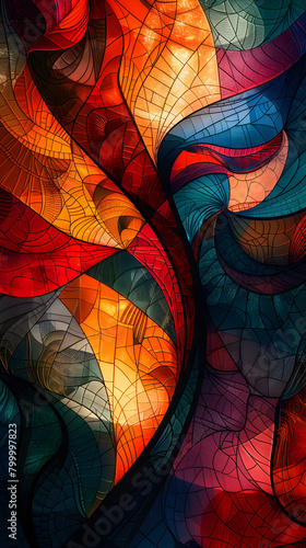 Vibrant Abstract Painting With Fluid Lines and Luminous Colors