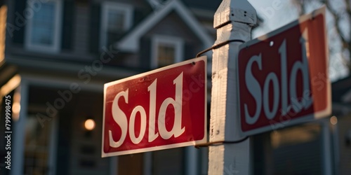 A "Sold" sign in front of a residential home indicating a successful real estate transaction.