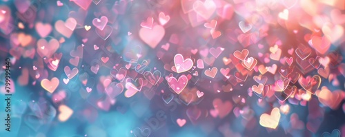 A lovely and entrancing backdrop for Valentine's Day with pastel bokeh hearts, perfect for love-themed creations photo