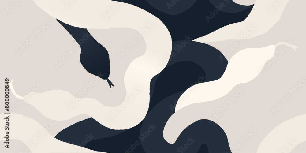 Fototapeta premium Minimal abstract snakes pattern. Unique contemporary print. Fashionable template for design.