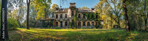 Old abandoned mansion, and a sunny day