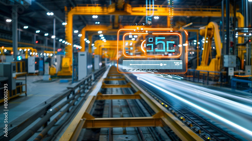 Industrial factory showcasing 5G connection technology for high-speed wifi internet, enhancing manufacturing efficiency and automation process management for smart factories © Bi