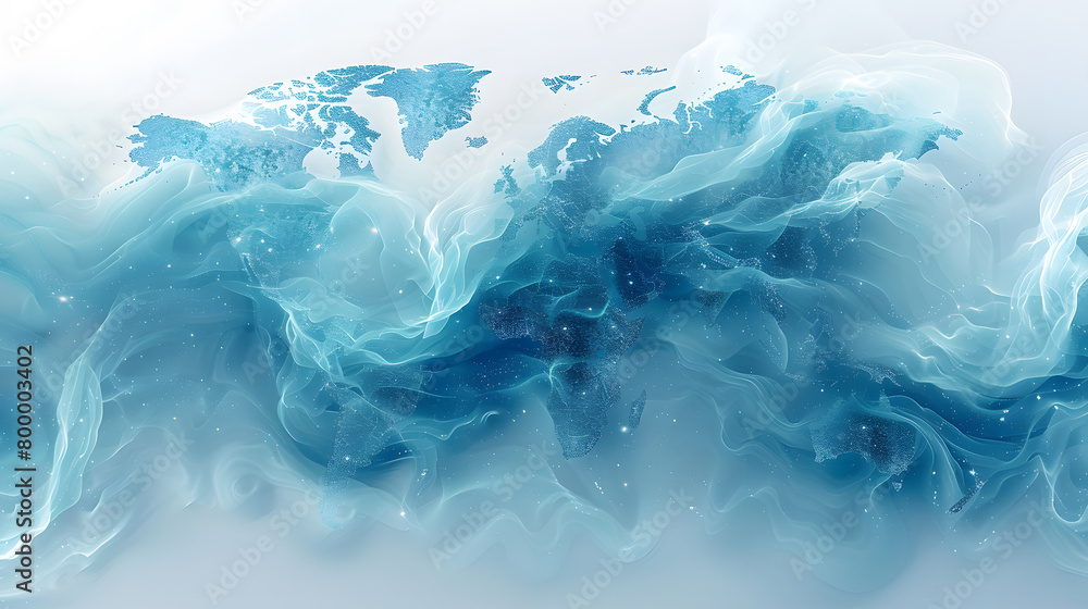 Unfolding Digital Map on Earth Background with Abstract Banner Elements Unfolding Digital Map on Earth Background with Abstract Banner Elements