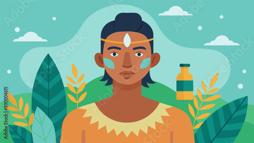A man of indigenous descent models for a brands skincare line that utilizes traditional healing practices and ingredients promoting cultural.