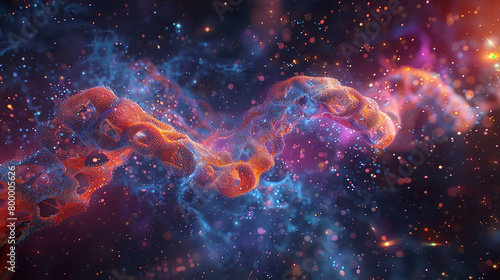 A 3D rendering of a nebula with vibrant colors photo