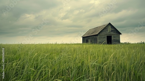 Eternal Quietude: A Lone Barn Amidst the Whispering Grasses