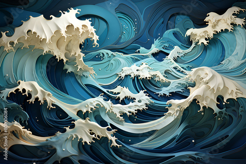 wallpaper background flowing wave, blue ocean colors, mobile application poster, flyer, desktop computer design, mobile phone. illustration. Fresh and clean style.