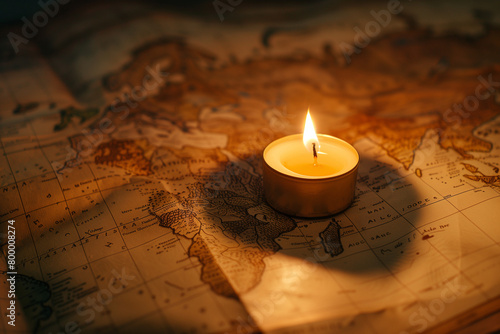 map  with candle