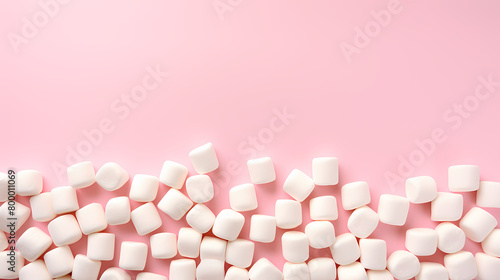 White marshmallows, flat lay top view © jiejie