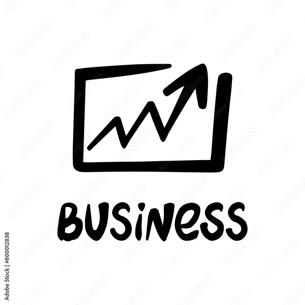 Business word lettering with marker, brush strokes doodle elements. Work, business-related hand drawn word and icon illustration. Sticker, banner, badge, presentation object vector design Business word lettering with marker, brush strokes doodle elements. Work, business-related hand drawn word and icon illustration. Sticker, banner, badge, presentation object vector design