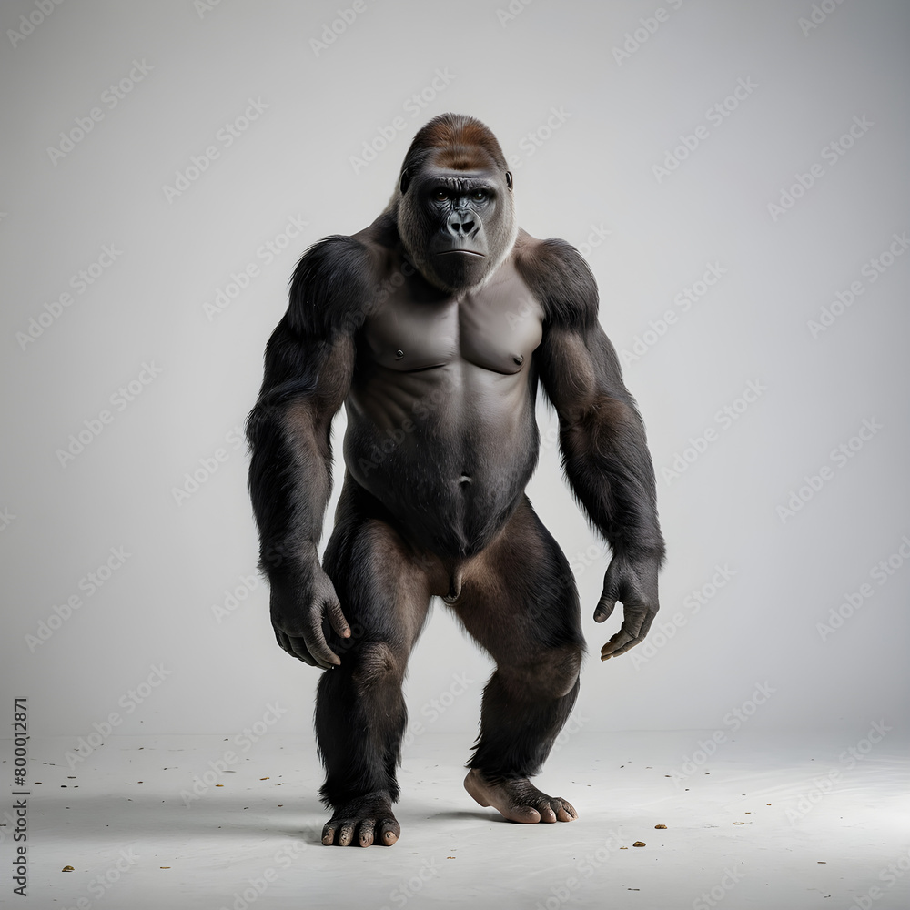 Sitting gorilla isolated on white background generated by AI
