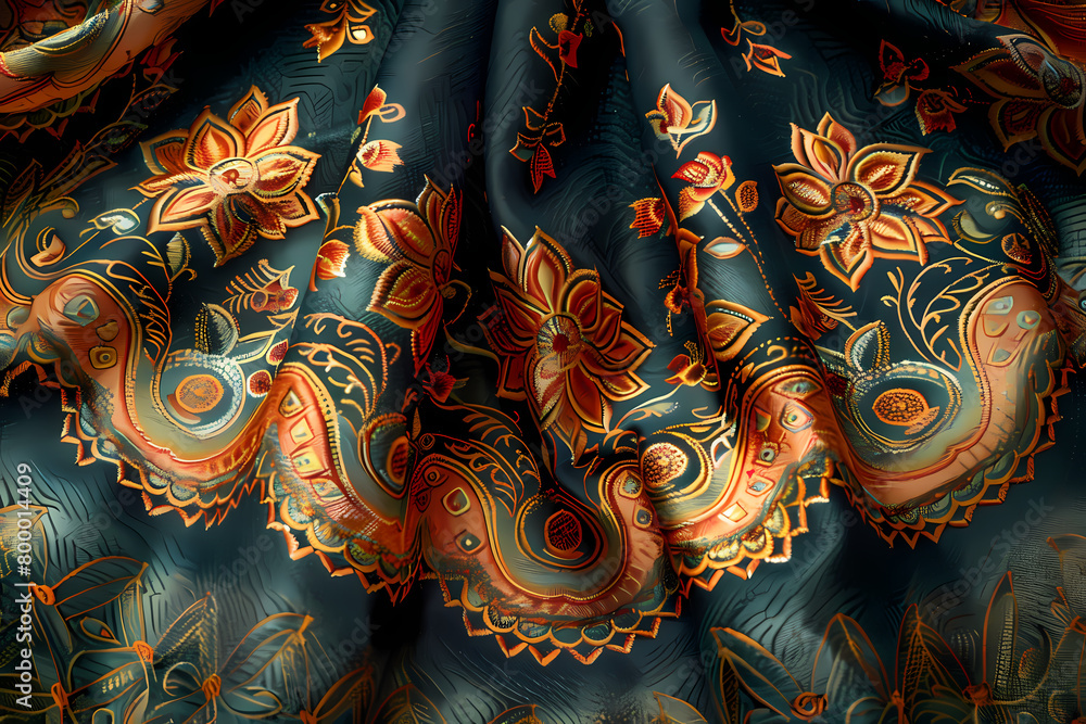 illustration displaying intricate Thai cloth patterns