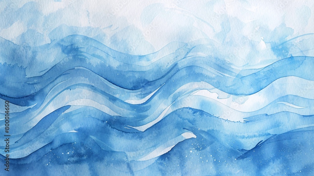 A blue and white water wave with a splash of white paint
