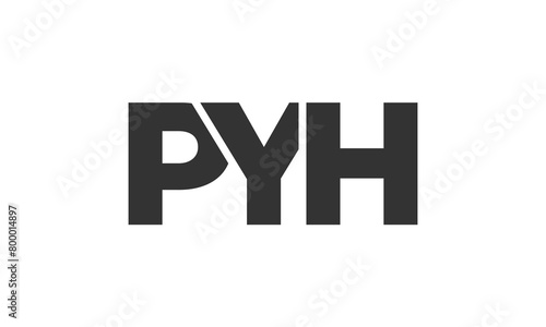 PYH logo design template with strong and modern bold text. Initial based vector logotype featuring simple and minimal typography. Trendy company identity.