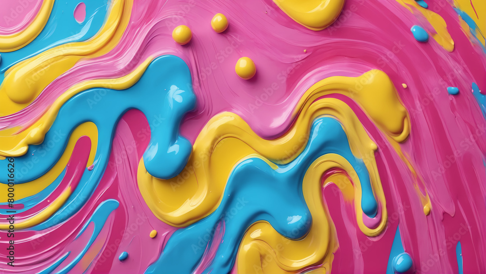 An image of paint dripping in delightful hues like candy pink, lemon yellow, and sky blue on a textured surface, suggesting a whimsical and vibrant art project in progress ULTRA HD 8K An image of paint dripping in delightful hues like candy pink, lemon yellow, and sky blue on a textured surface, suggesting a whimsical and vibrant art project in progress ULTRA HD 8K