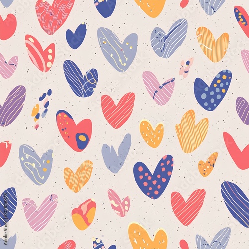 seamless background with hearts on white background