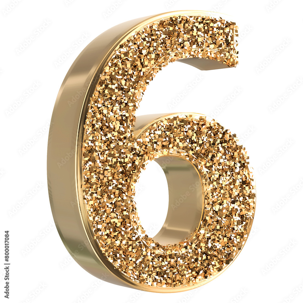 6 Number Gold Glitter 3d Render 6 Number Gold Glitter 3d Render