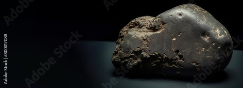 Nsutite is a rare precious natural stone on a black background. AI generated. Header banner mockup with space.