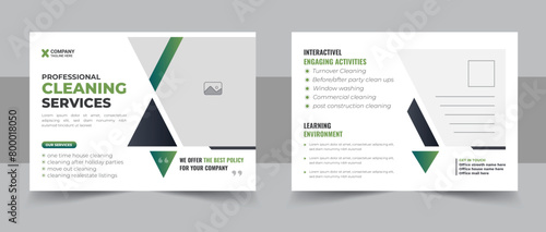 Cleaning service agency postcard template design or Cleaning company eddm postcard design template layout