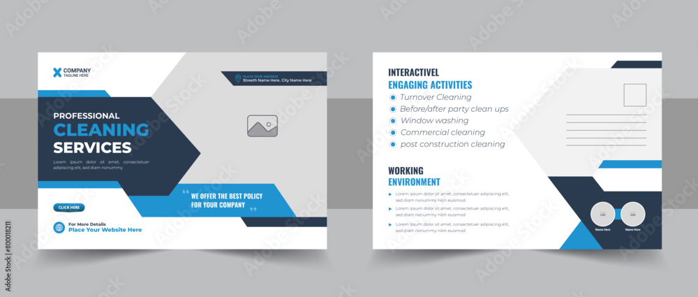 Cleaning Service Postcard Template or Professional cleaning services eddm postcard template layout vector