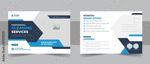 Cleaning Service Postcard Template or Professional cleaning services eddm postcard template layout vector