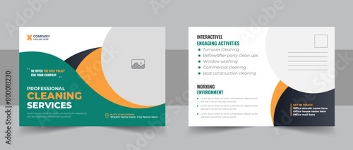 Cleaning service agency postcard template design or best cleaning service eddm postcard template layout