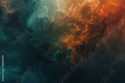 A vibrant abstract painting depicting swirling clouds and shining stars in a celestial sky.