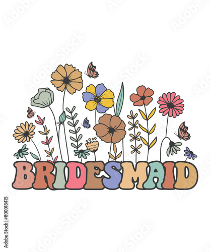 Floral bridesmaid vintage Flower profession,trendy floral svg design, Beautiful romantic flower