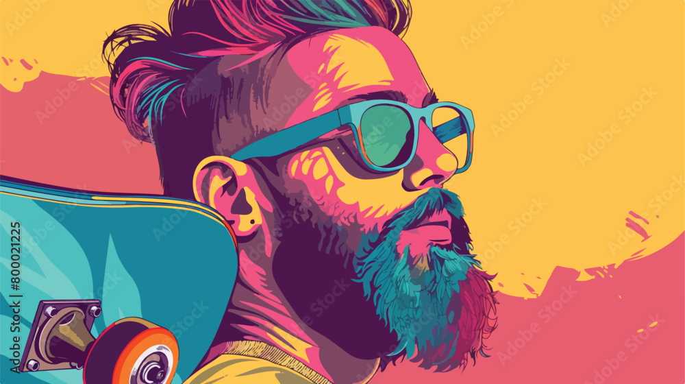 Portrait of handsome man with dyed hair and beard 
