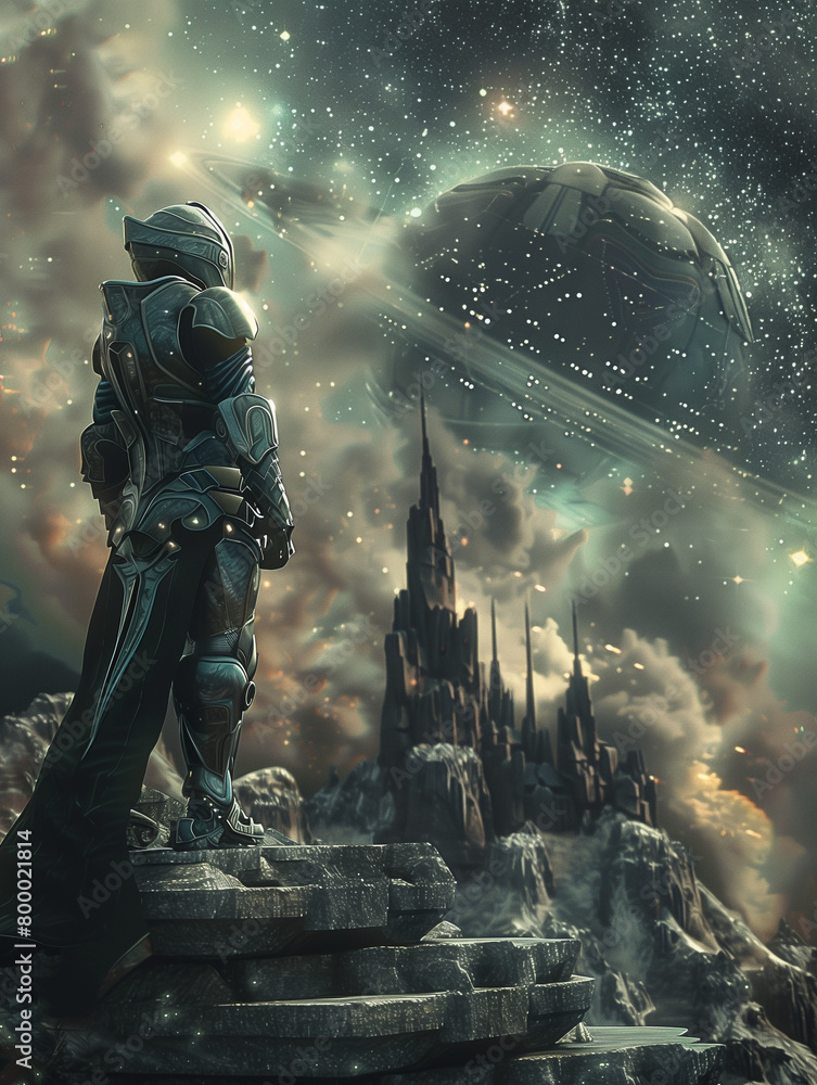 Fototapeta premium science fiction figure scene - illustration - generative ai