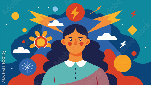 Through the use of art therapy a client expresses their inner turmoil and emotions leading to a powerful realization and understanding of themselves.. Vector illustration