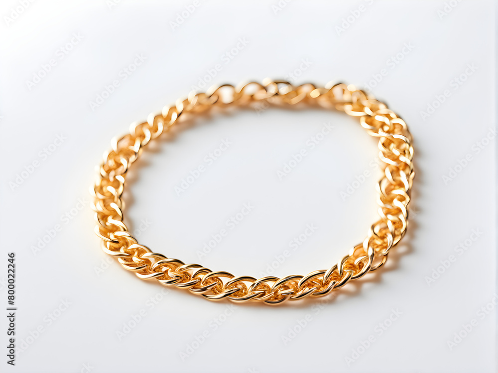 Obraz premium A pair of gold bracelets, gold jewelry, on a solid color background, with concepts of love and marriage, Valentine's Day
